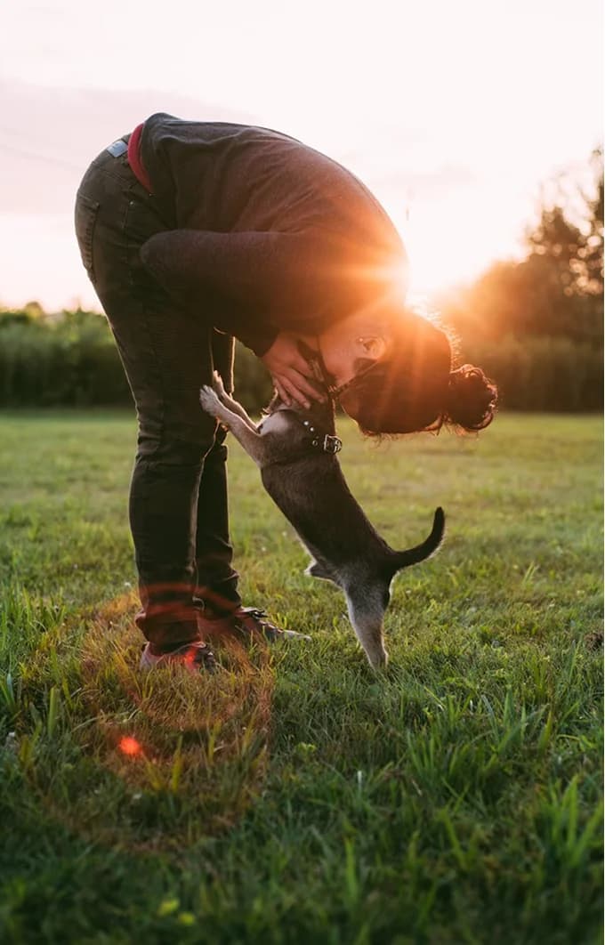 Pet sitter with dog